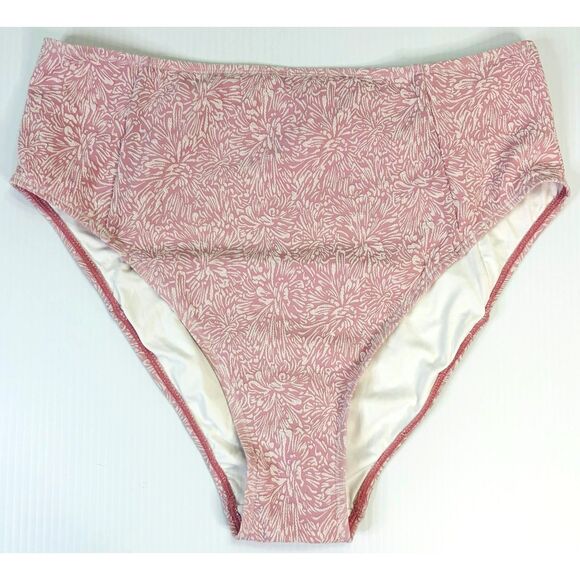 Andie Swim 90s High Waisted Cheeky Swimsuit Bikini Bottom Rose Pink Eco Nylon XL - Picture 1 of 8